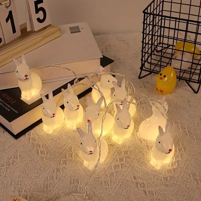 velikonoční řetězová světla králičí kuřátko víla 1,5 m 10 LED na baterie domácí zahrada balkon pokoj dovolená velikonoční párty dekorace závěsná světla 2025 - $9.99 –P16