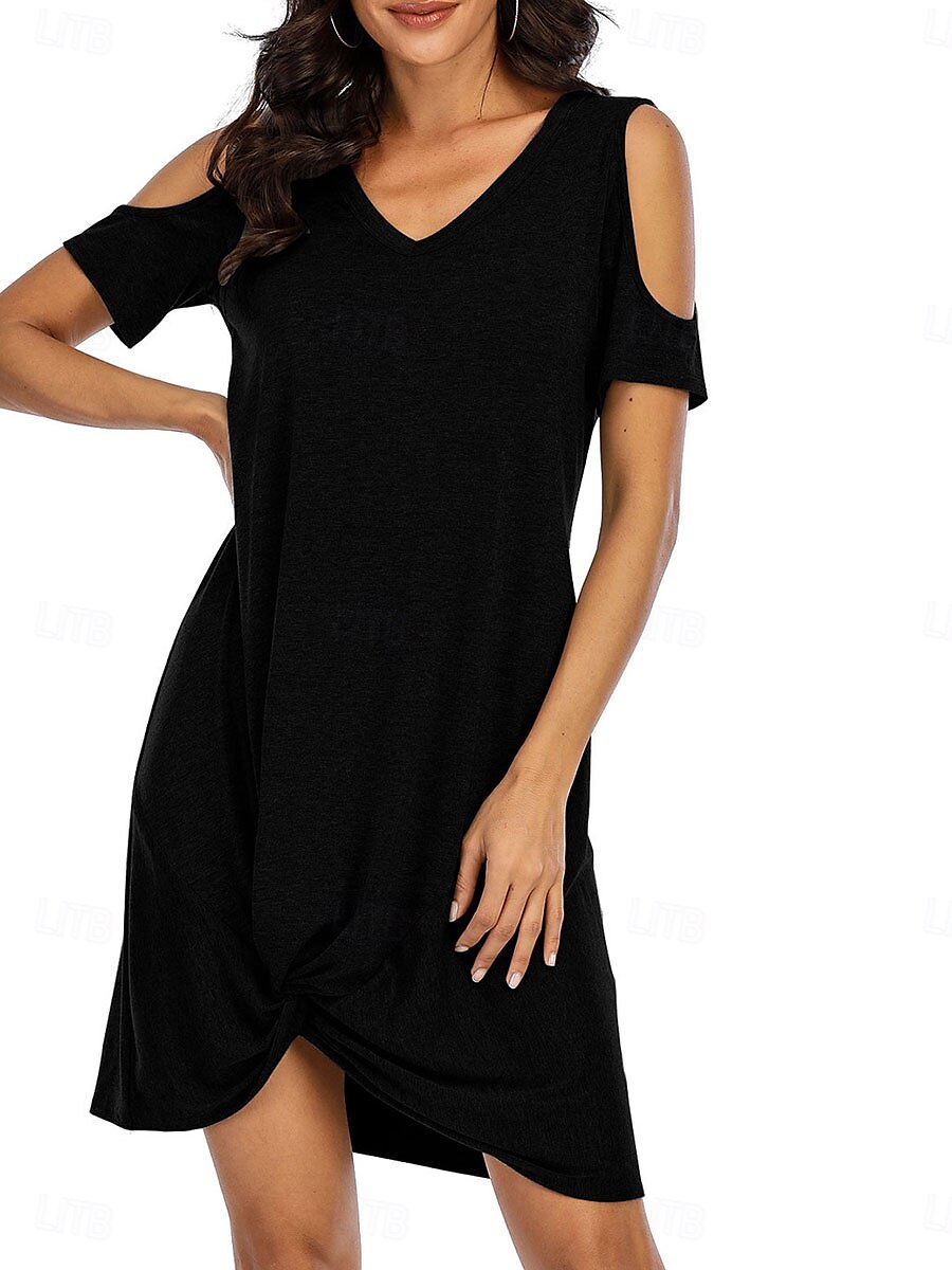 Rochie mini pentru femei Rochie înfășurată Rochie tip T-shirt Rochie tip Tee Rochie de culoare solidă Rochie tip shift Rochie Off The Shoulder Casual Vacanță Casual Zilnică Ajustare regulată Grafic 2025 - $26.99 –P4