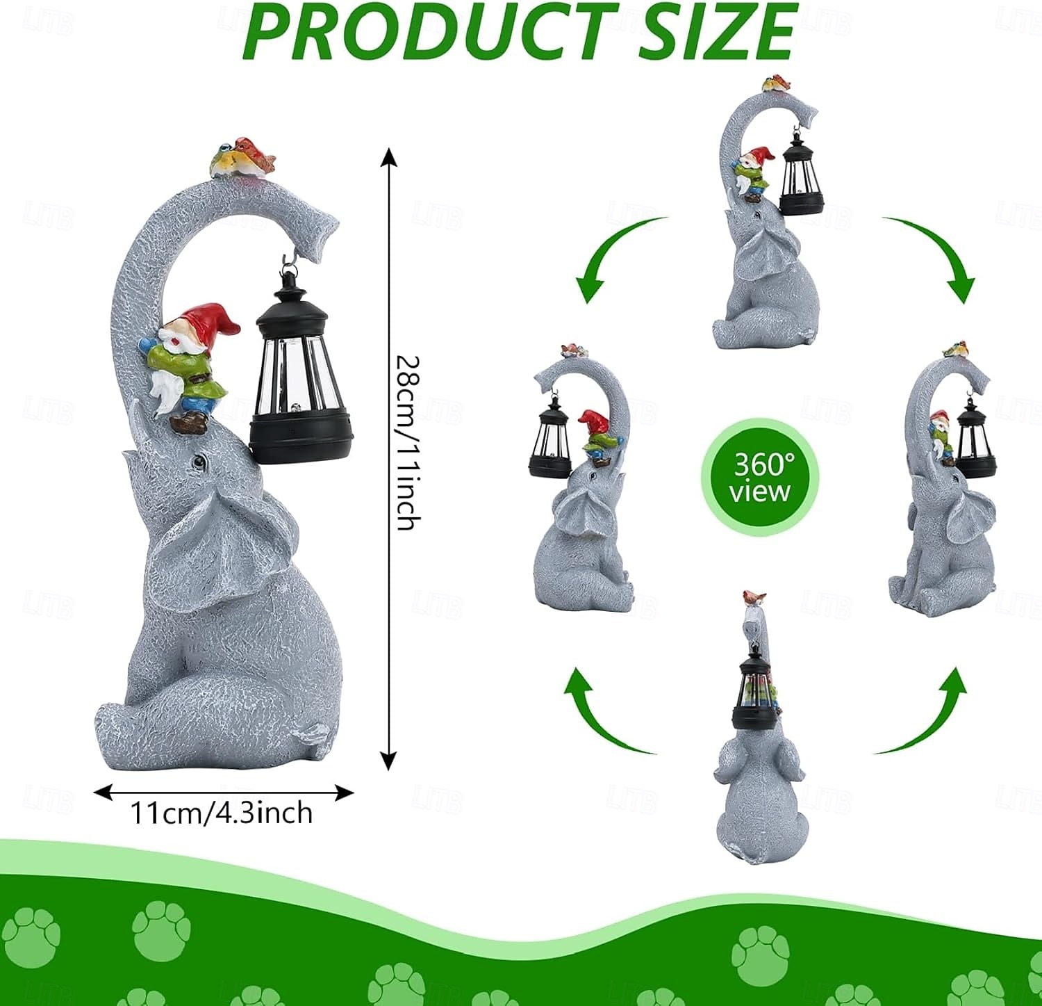 солнечный милый слон садовый декоративный светильник уличная статуя животного водонепроницаемый садовый светильник вилла газон дорожка новоселье женщины подарок маме на день рождения 2026 - $55.99 –P11
