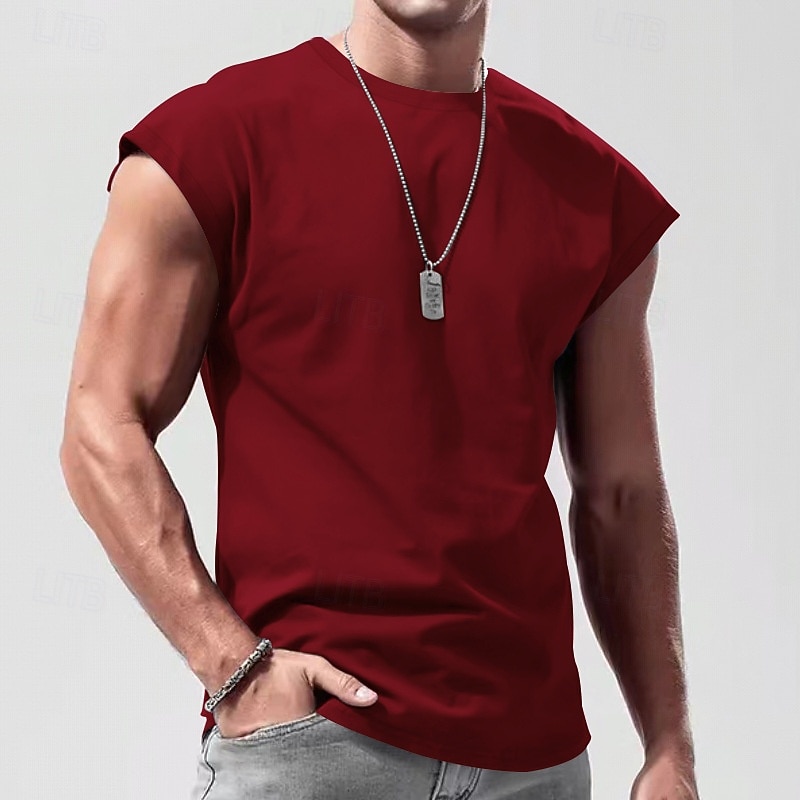 Herren Tank Top Weste Unterhemd Ärmelloses Shirt Ärmellos Rundhalsausschnitt Frühling & Sommer Einfach Mode Designer Urlaub Straße Ausgehen Schwarz Weiß Rote Top T-Shirt für Herren 2025 - $10.49 –P8