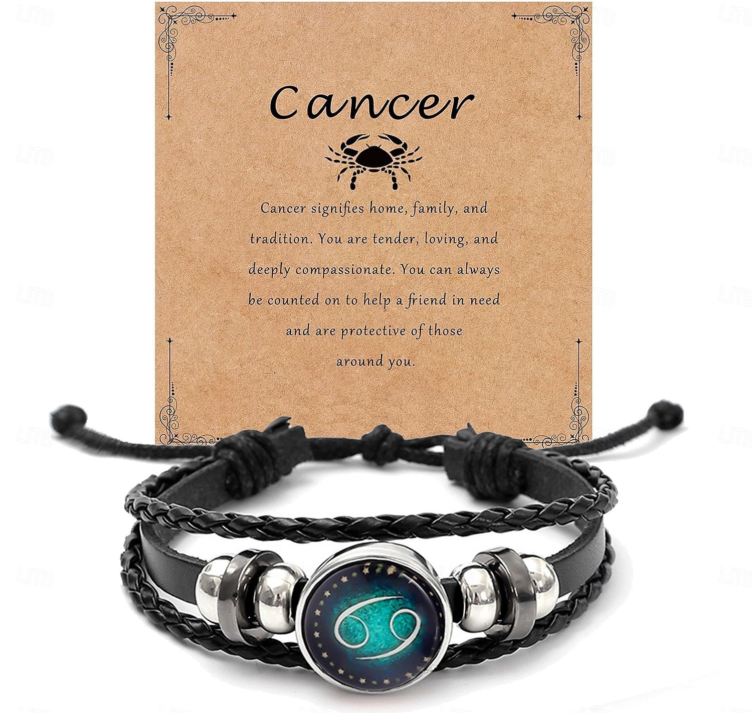 multilayer constellation zodiac läder armband handgjorda vävda stjärntecken wrap armband armband för kvinnor män smycken födelsedagspresent 2025 - $14.99 –P10