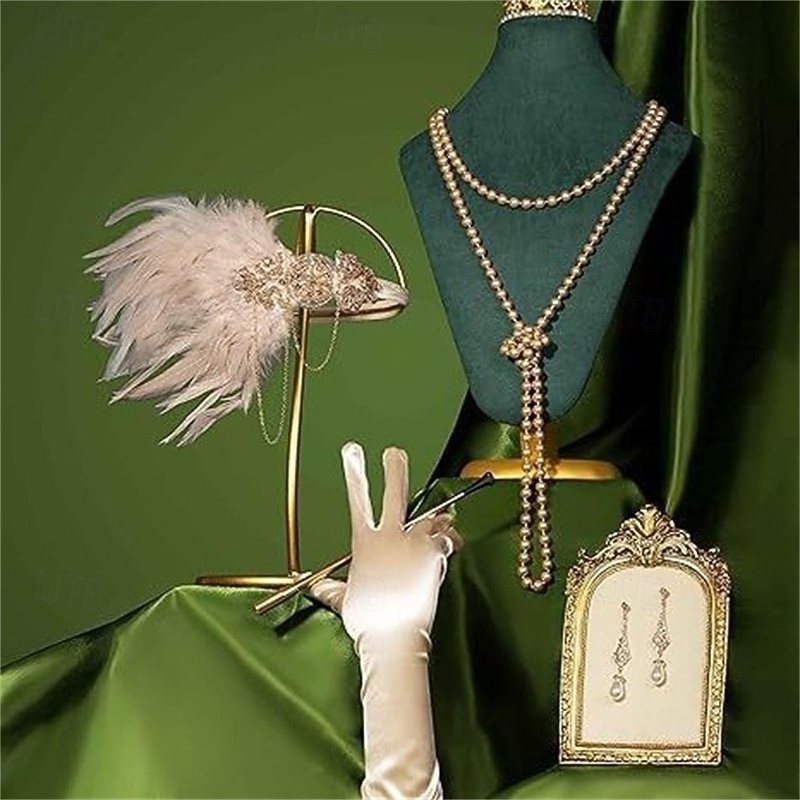 Δροσμός 20ετών 1920 Κορδέλα μαλλιών του 1920 Σετ αξεσουάρ Το Great Gatsby Τσάρλεστον Φτερό Φανταχτερή Φόρεμα Γυναικεία Νέος Χρόνος Μασκάρεμα Πάρτι Bachelorette Πάρτι Ενηλίκων Γάντια Σκουλαρίκια Κολιέ 2026 - $26.99 –P7