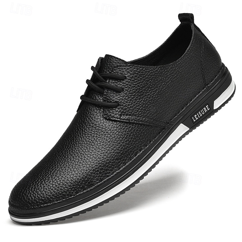 scarpe da ginnastica casual stringate in similpelle bianca da uomo, comode scarpe antiscivolo con suola in gomma, ideali per l'uso quotidiano e per il tempo libero del 2025 a $54.99 –P2