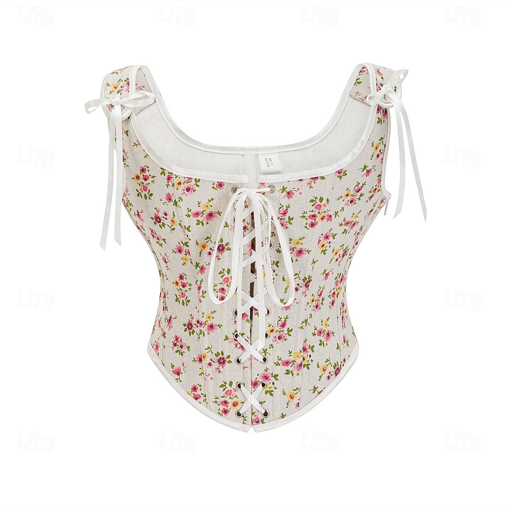 Retró Középkori Reneszánsz Fűző Prsluk Bustier Ren Faire Fűzős Virágos Jacquardszövet Női Kelta Fantasy királyi Mindszentek napja Farsang Parti Alkalmi / Napi LARP Felnőttek Fűző 2025 - $27.99 –P13