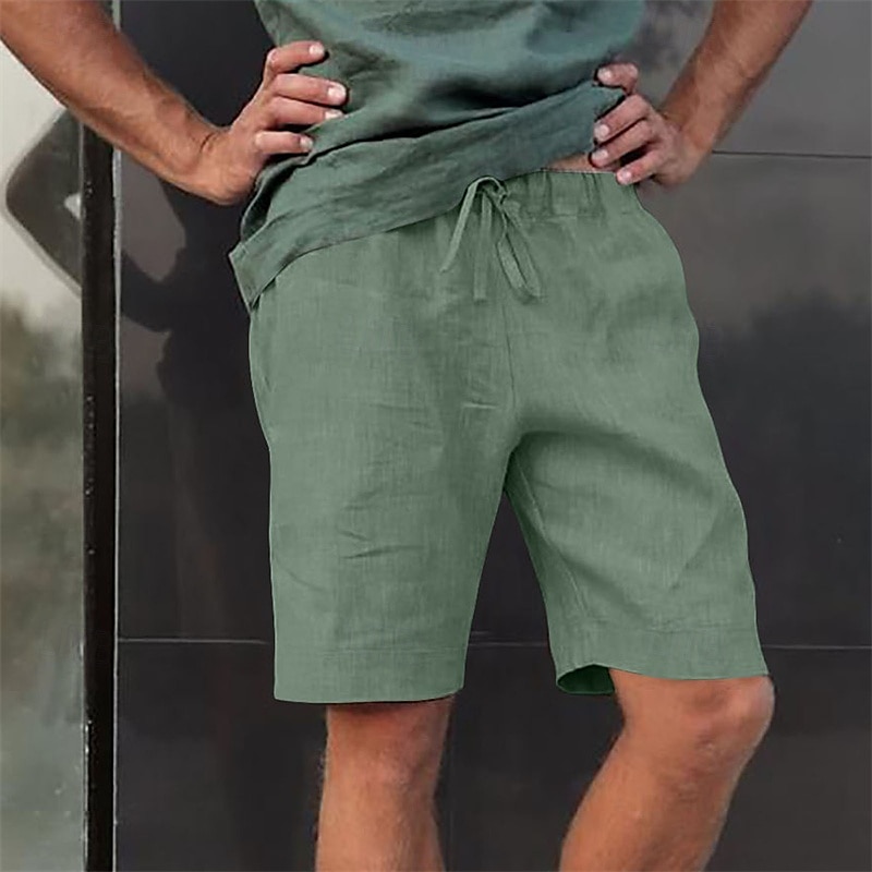 Herren Shorts Kurze Hosen Shorts aus Baumwollleinen Sommer-Shorts Strandshorts Kurze Hosen Tasche Kordelzug Elastische Taille Glatt Komfort Atmungsaktiv Kurz Urlaub Festtage Strand Hawaiianisch Boho 2025 - $16.49 –P12
