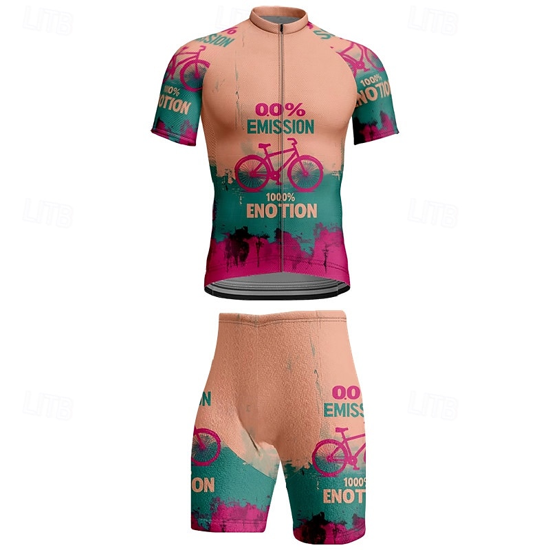 Per uomo Maglia da ciclismo con pantaloncini Manica Corta Mountain Bike MTB Ciclismo su strada Estate Primavera Autunno Nero Rosa Rosso A righe Lettere & Numeri Bicicletta Cerniera Frontale del 2026 a $47.99 –P17
