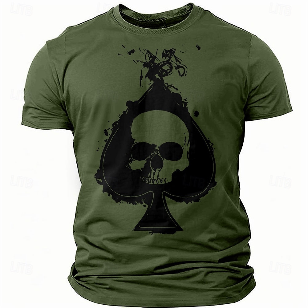 Hombre Cráneos Póker Camiseta Camiseta superior 100% Algodón Manga Corta Gráfico Camisa Rojo Verde Ejército Gris Camiseta cómoda Vacaciones Calle Ropa de diseñador de moda 2025 - $15.99 –P3