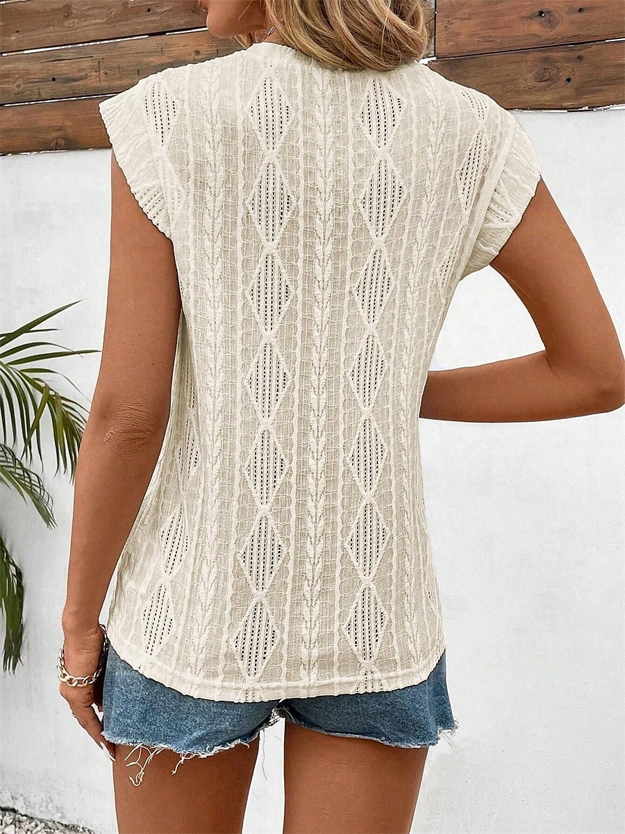 Women's T Shirt Plain Elegant Fashion Modern Sleeveless Crew Neck Regular Tops Daily Weekend White Pink Blue Green Summer Spring 2025 - $21.99 –P28