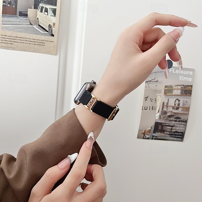 Solo loop Kompatibel med Apple Watch-klokkereim 38mm 40mm 41mm 42mm 44mm 45mm 49mm Justerbar PU-lær Erstatningsklokkerem til iwatch Ultra 2 Series 9 8 7 SE 6 5 4 3 2 1 2025 - $23.99 –P11