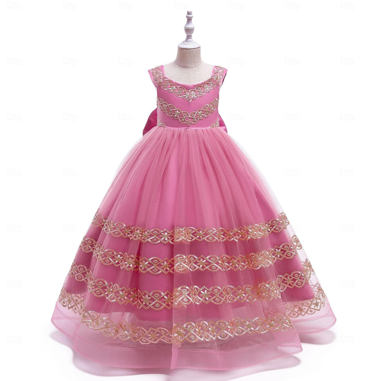 Princesa Longo Vestido para Meninas das Flores Festa de Casamento Meninas Lindo Vestido de Baile Renda com Apliques Estilo real Arco-Íris Ajuste 3-16 anos de 2025 por $77.99 –P4