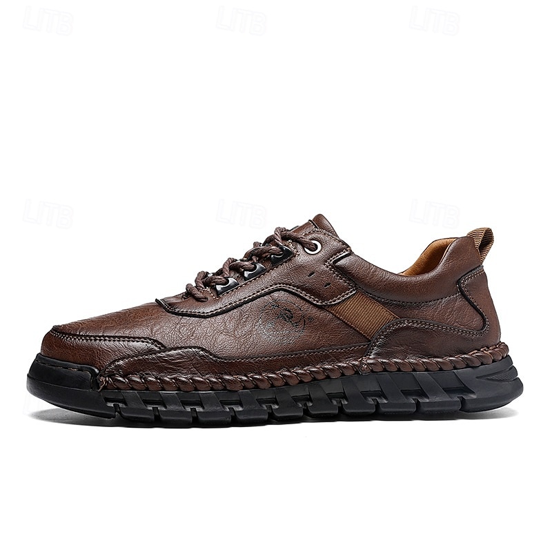 Zapatos de senderismo para exteriores para hombre con parte superior de piel sintética duradera y suela resistente: zapatillas cómodas con cordones para uso diario y aventuras 2026 - $59.99 –P16