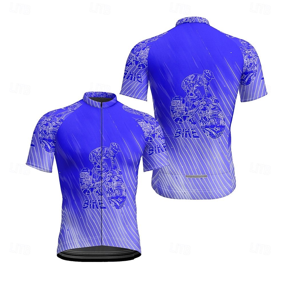 Set Ciclismo Uomo - Maglia Traspirante Con Cerniera E 3 Tasche + Salopette Con Fondello In Gel Per MTB E Strada
