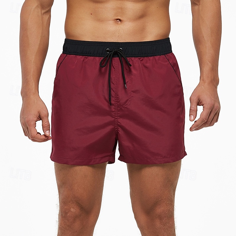 Homens Calção Justo de Natação Shorts de Natação Bermuda de Surf Calças Com Cordão Com bolsos Natação Surfe Praia Esportes Aquáticos Retalhos Cor Sólida Verão Primavera de 2025 por $25.99 –P10