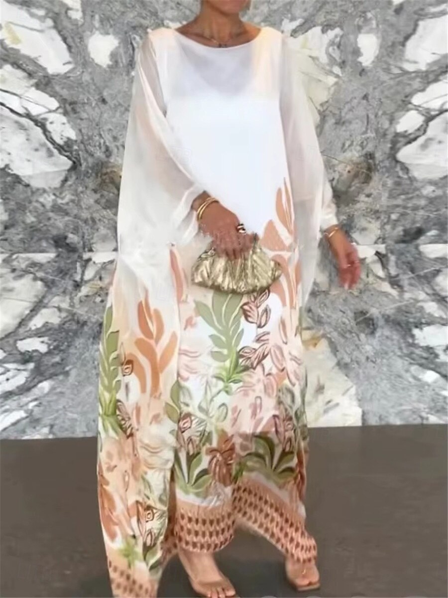Damen Maxidress Casual kleid Stilvoll Brautkleider schlicht Urlaub Täglich Regular Fit Blumen Langarm Rundhalsausschnitt Weiß Gelb Purpur Grün Sommer Frühling 2026 - $28.99 –P5