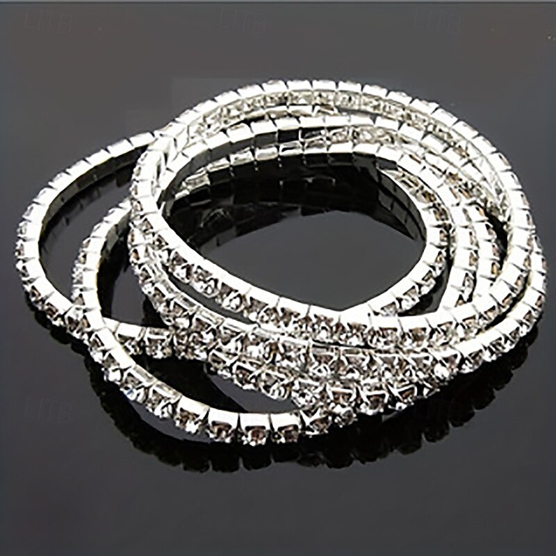 Pulsera de diamantes de imitación de lujo con capas, bendecida y afortunada, joyería de plata para regalo de boda, fiesta de graduación 2025 - $13.49 –P3