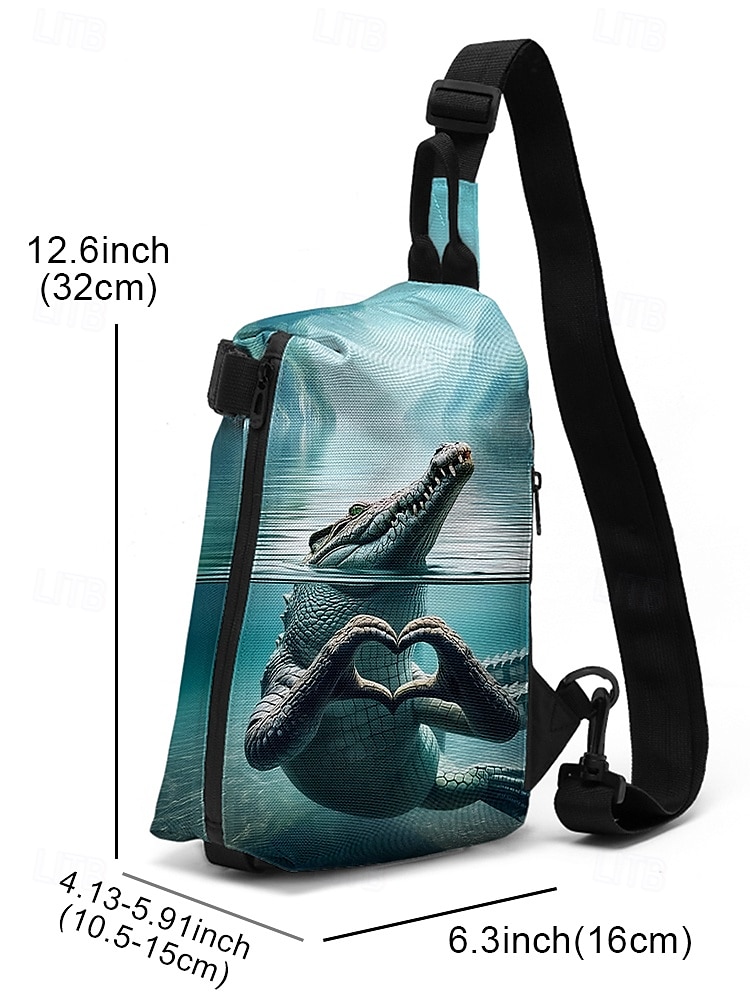 Men's Unique Crocodile Print Crossbody Chest Bag - Fashionable water theme design, adjustable shoulder strap, lightweight and durable, perfect for outdoor adventures and casual outings 2025 - $26.99 –P4