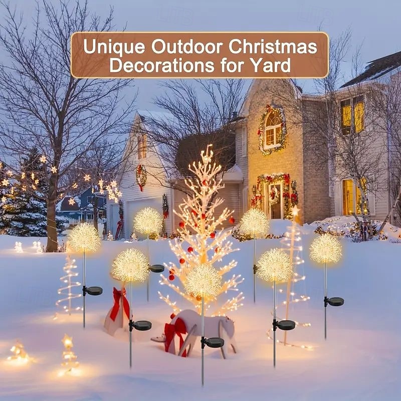 2pcs Outdoor Solar Dandelion Aluminum Ball Garden Light LED Landscape Light No Wiring Required for Courtyard Pathway Terrace Flower Bed Camping Holiday Party Decoration 2025 - $32.99 –P11