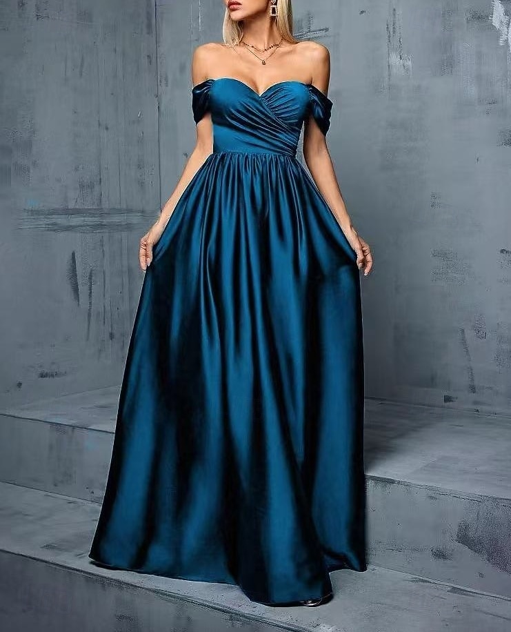 A-Line Evening Gown Party Dress Evening Party Black Tie Gala Floor Length Short Sleeve Sweetheart Cotton Backless with Ruched 2026 - $184.99 –P1