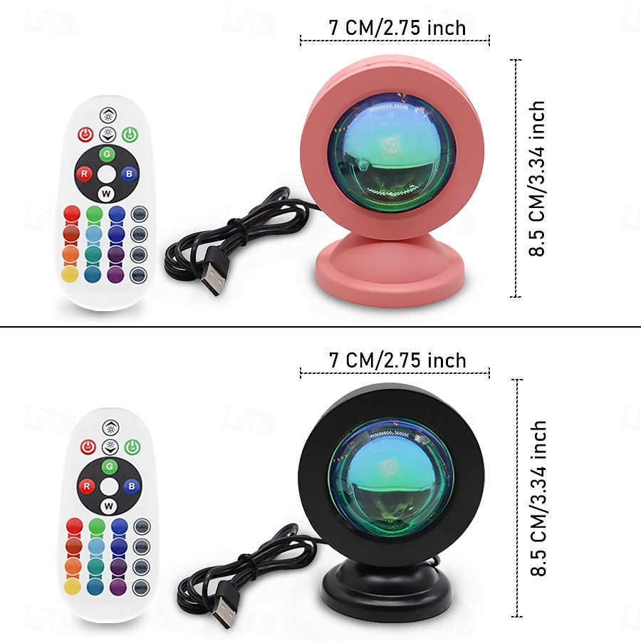 mini projektorové světlo při západu slunce s dálkovým ovládáním 16 barev LED osvětlení při západu slunce oblouková lampa usb atmosféra osvětlení projekt pro vnitřní / venkovní dekorace 2025 - $9.49 –P1