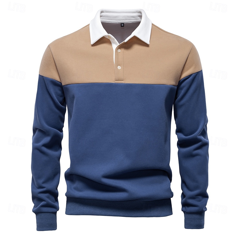 Herr Polo sweatshirt Gul Armégrön Rubinrött Blå Grön Kavajslag Färgblock Ledigt Dagligen Sport Ledigt Vår & Höst Kläder Pull Tröjor Långärmad 2025 - $25.99 –P33