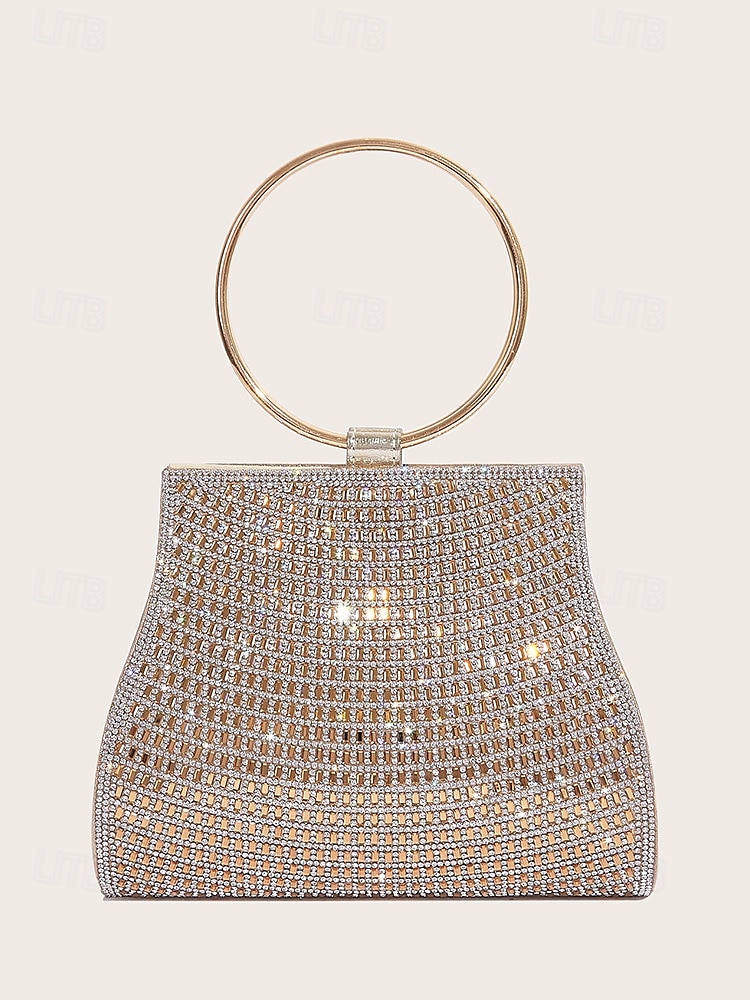 elegante kristallen avondclutch met gouden ringhandvat – damestas met strass voor bruiloften, feesten en speciale gelegenheden 2026 - $34.99 –P2