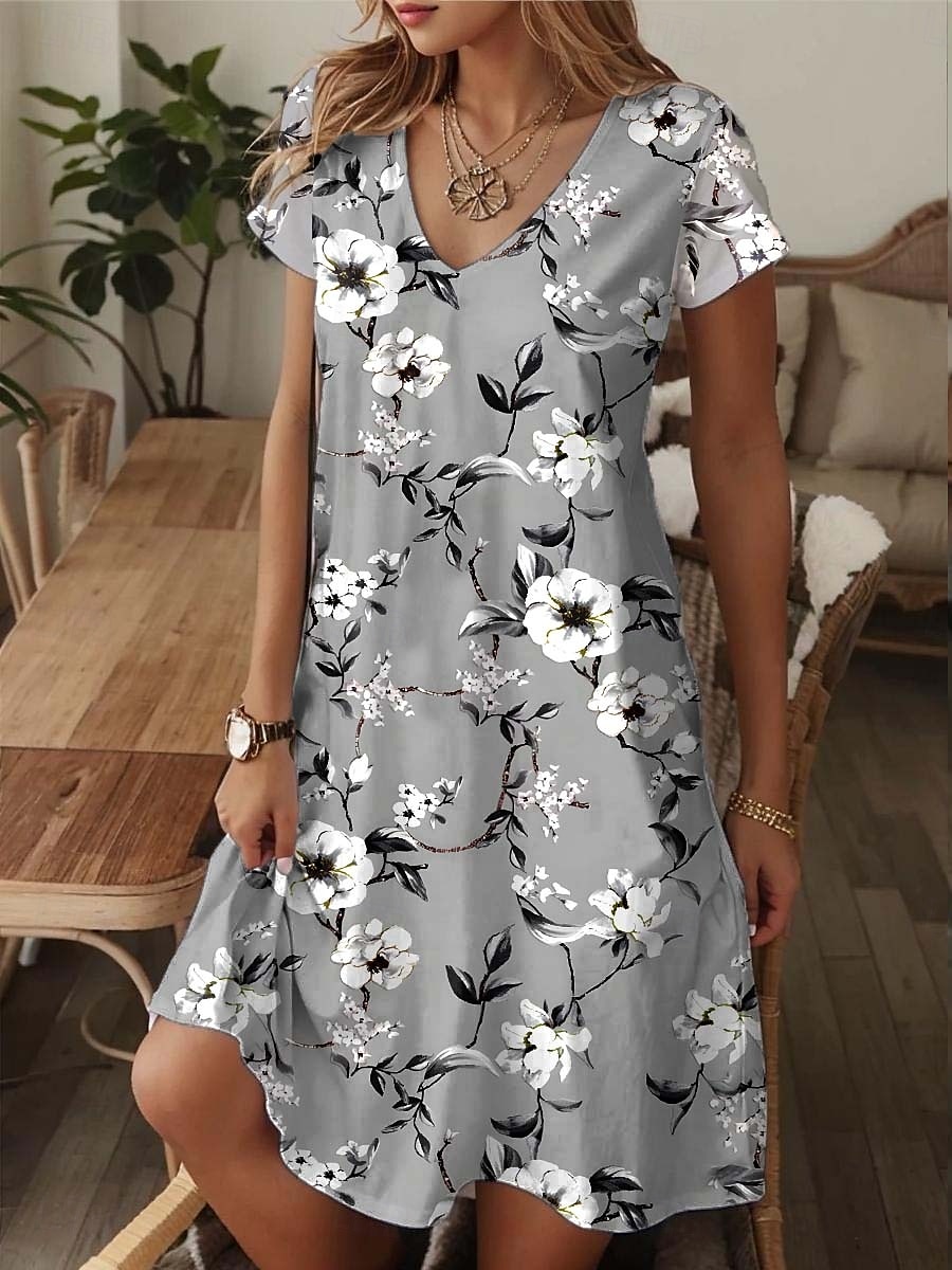 Női Mini Ruha Kicsi Méretű Ruha Laza Ruha Strandruha A Vonala Ruha Nyári Ruha Elegáns Szabadság Stílusos Szabadság Napi Rendes Fit Virágos Grafika Kis Virágos Rövid Ujjal Kerek Nyak Rózsaszín Kék 2025 - $23.99 –P1