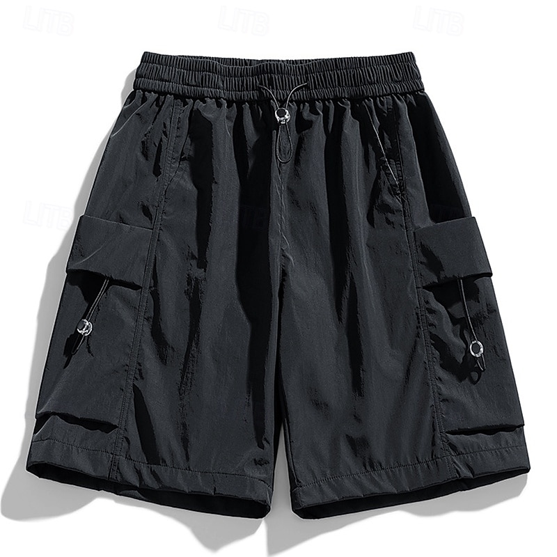 Homens Bermuda Cargo Calção Bermudas Shorts casuais Cintura elástica Bolso multi Perna reta Tecido Respirável Pavio Humido Comprimento do joelho Ao ar livre Casual Corrida Esportes Moda Preto Roxo de 2025 por $20.99 –P5