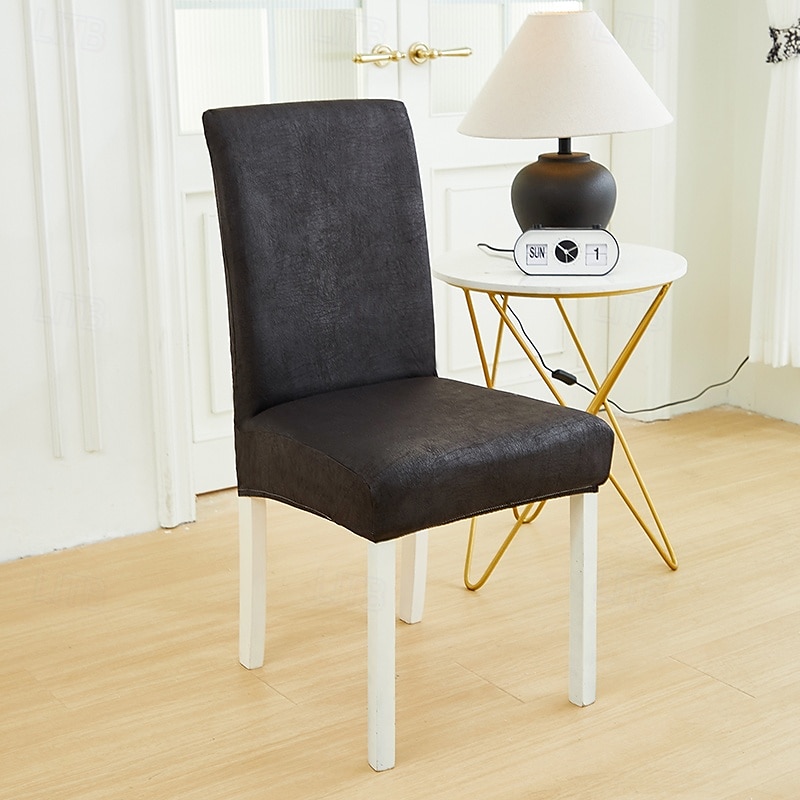 PU Leather fabric solid color chair cover waterproof Dining seat Chair Covers Hotel Banquet wedding Seat Covers Chair Protector 2025 - $25.99 –P8
