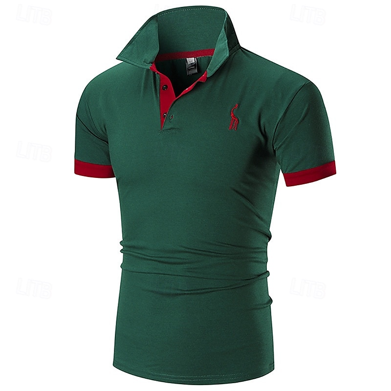 Per uomo Polo Camicia da golf Golf Informale Sport Classico Manica corta Essenziale Color Block Cervo Pulsante frontale Estate Primavera Standard Marrone Scuro Grigio scuro Nero Bianco Giallo Borgogna del 2025 a $12.99 –P7