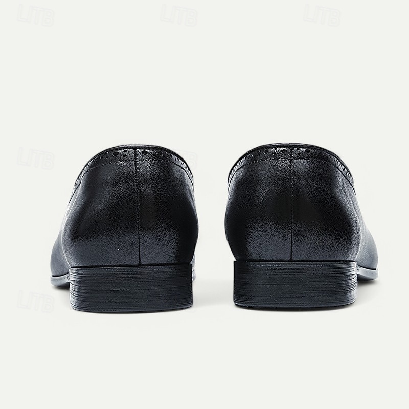 bruna tofsloafers i läder för män med brogue-detaljer, klassiska slip-on klänningskor för bröllop, fester och formella evenemang 2025 - $109.99 –P9