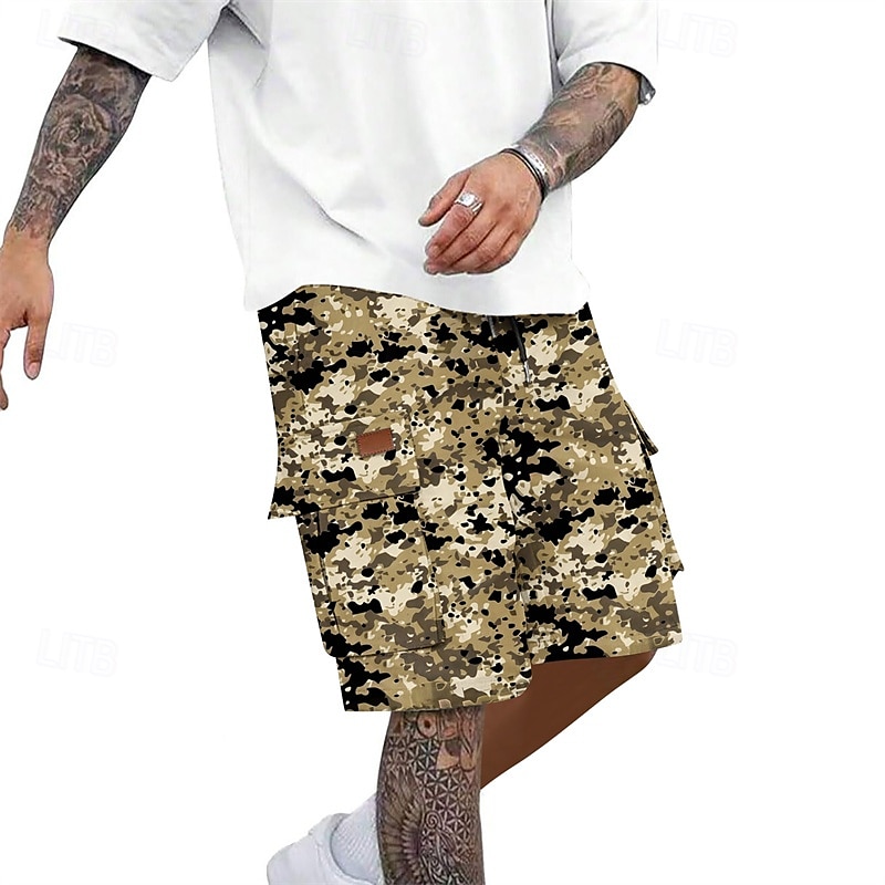 Homens Bermuda Cargo Shorts camuflados Calção Shorts de verão Com Cordão Cintura elástica Bolso multi Côr Camuflagem Conforto Vestível Comprimento do joelho Ao ar livre Esporte Diário Moda Casual de 2025 por $18.99 –P11