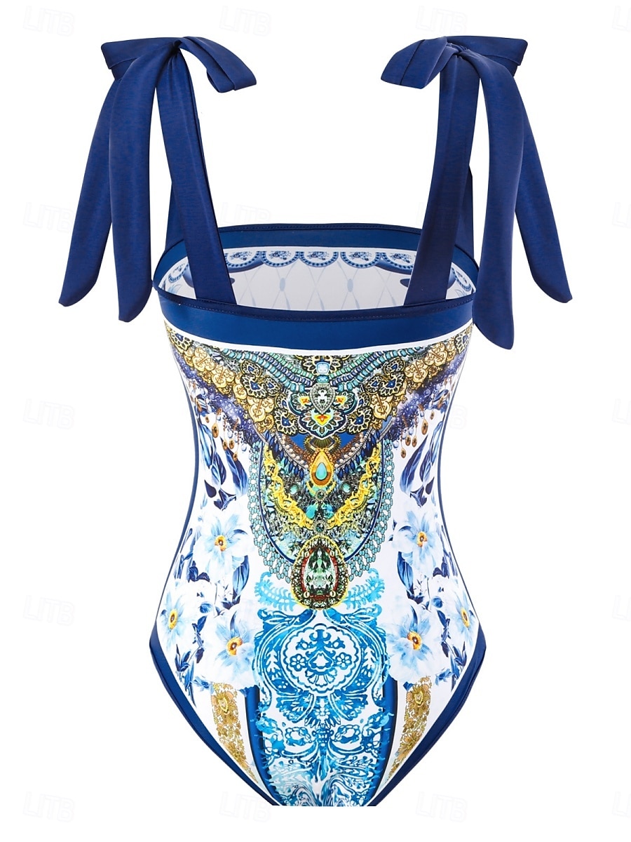 Women's Swimwear One Piece 2 Piece Skirt Swimsuit Backless Tummy Control High Waist Slim Vacation Beach Wear Floral Scoop Neck Sleeveless Bathing Suits 2025 - $48.99 –P8