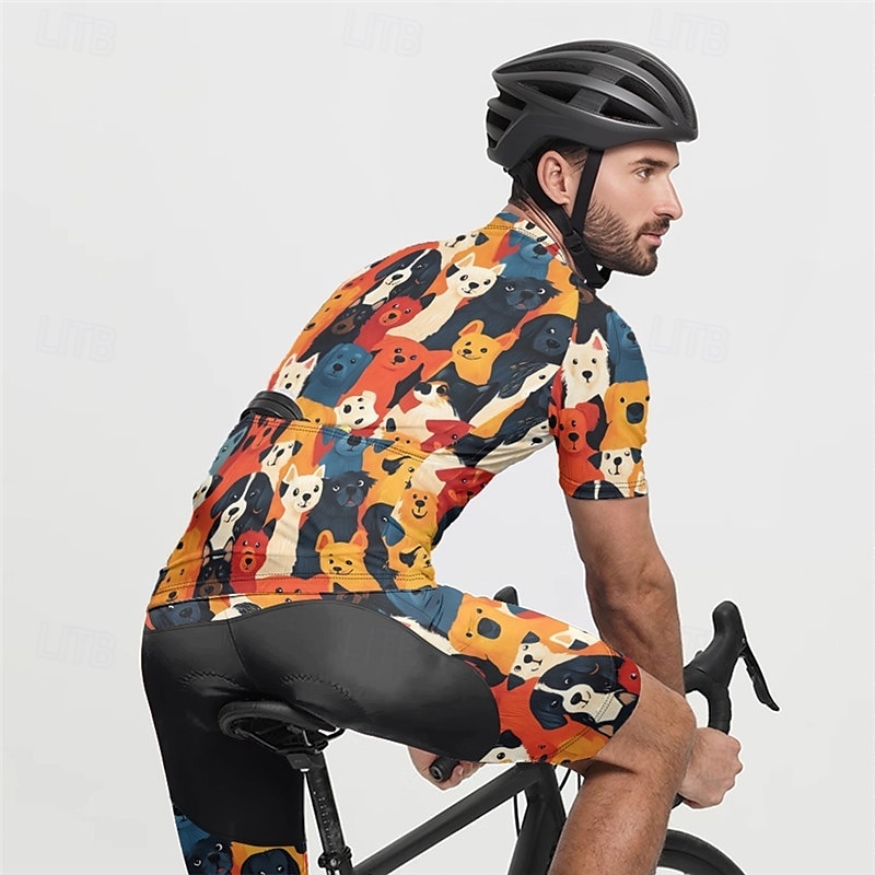 Herren Radtrikot mit Radhose fahrradbekleidung Kurzarm MTB Mountain Rennrad Schwarz Gelb Rote Hund Fahhrad Spandex Sport Hund Bekleidung 2025 - $47.99 –P10