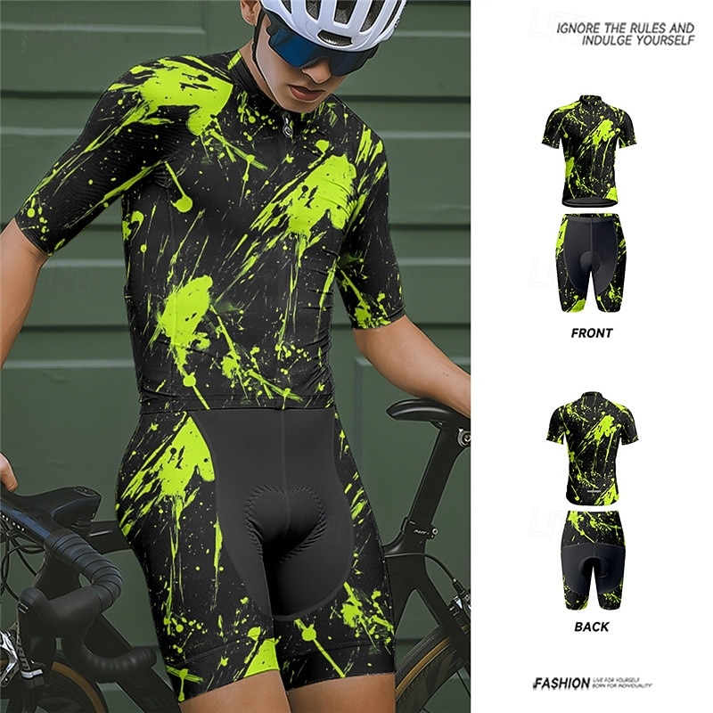 Męskie Koszulka z szortami na rower Krótki rękaw Kolarstwo górskie Kolarstwie szosowym Lato Wiosna Jesień Czarny Biały Pomarańczowy Graffiti Rower Suwak przedni Odvádí pot Wygodny Oddychający Spandeks 2026 - $47.99 –P10