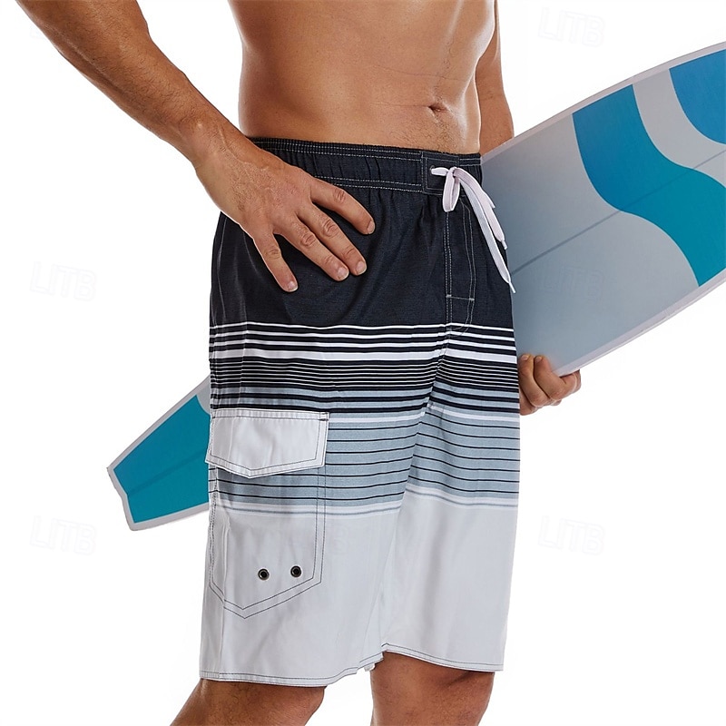 Per uomo Boxer da surf Pantaloncini da mare Boxer da mare con fodera in rete Vita elastica Strisce sfumate Comfort Asciugatura rapida Breve Per eventi Spiaggia Fine settimana Di tendenza Informale del 2025 a $23.99 –P2