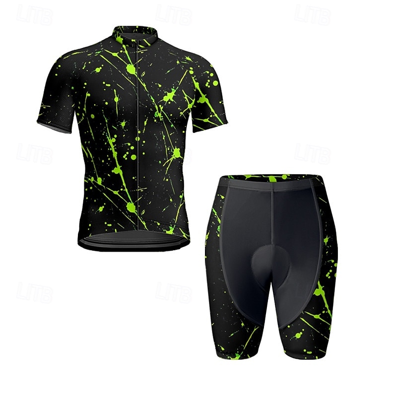 Męskie Koszulka z szortami na rower Krótki rękaw Kolarstwo górskie Kolarstwie szosowym Lato Wiosna Jesień Czarny Biały Pomarańczowy Graffiti Rower Suwak przedni Odvádí pot Wygodny Oddychający Spandeks 2026 - $47.99 –P4