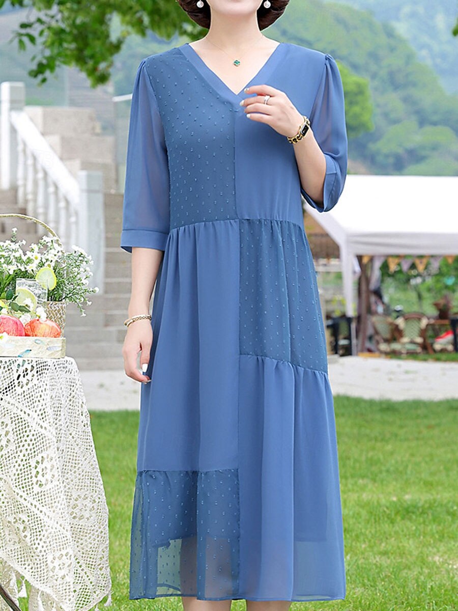 Női Hosszú ruha Maxi ruha hétköznapi ruha A vonalú ruha Elegáns Stílusos Alkalmi Vakáció Hétköznapi Napi Normál Sima Rövid ujjú V-alakú Arcpír rózsaszín Medence Nyár Tavasz 2025 - $48.99 –P7