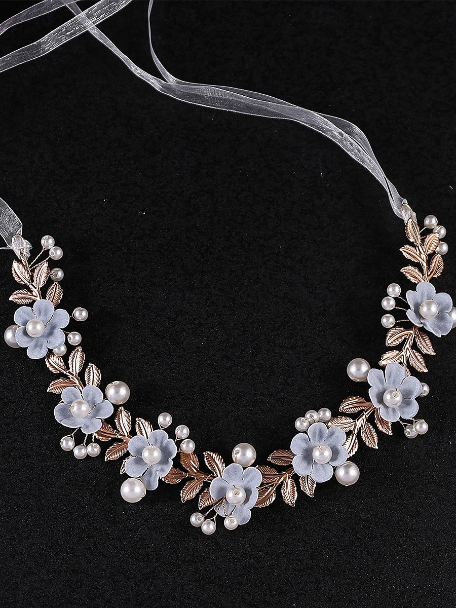 pannebånd Tøy Bryllup Elegant Årgang Med Perle Blomster Hodeplagg Hodeplagg 2025 - $19.99 –P3