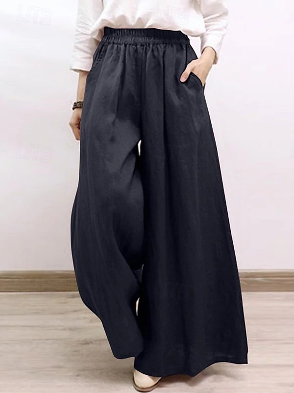 Mujer Chinos Vintage Moda Básico Longitud total Alta cintura Plano Bolsillo Comodidad Rígido Exterior Vacaciones Yoga Granate Azul Marino Oscuro Caqui Verde Ejército Verano Primavera Otoño Invierno 2025 - $20.99 –P7
