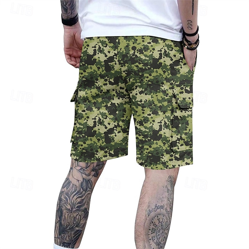 Homens Bermuda Cargo Shorts camuflados Calção Shorts de verão Com Cordão Cintura elástica Bolso multi Côr Camuflagem Conforto Vestível Comprimento do joelho Ao ar livre Esporte Diário Moda Casual de 2025 por $18.99 –P19