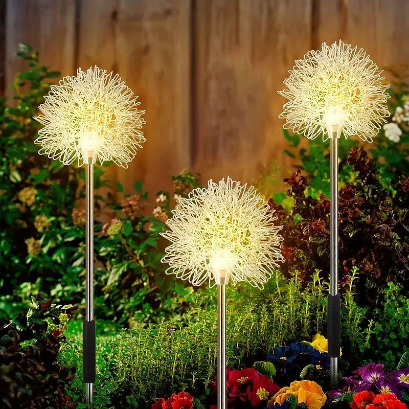 2pcs Outdoor Solar Dandelion Aluminum Ball Garden Light LED Landscape Light No Wiring Required for Courtyard Pathway Terrace Flower Bed Camping Holiday Party Decoration 2025 - $32.99 –P8