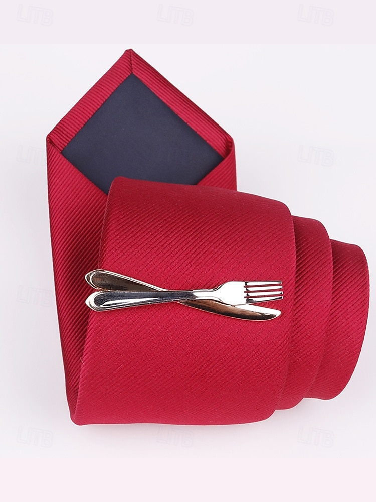 Vergoldete Krawattenklammer für Herren mit Gabel, Messer und Hammer – einzigartiges und stilvolles Design – perfekt für Hochzeiten, formelle und kreative Anlässe 2025 - $11.99 –P4