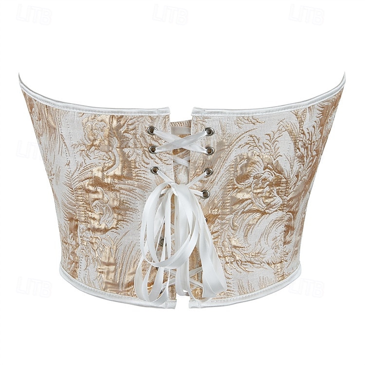 Retro Antiguo Medieval Renacimiento Faja Chaleco corpiño 13 huesos Floral Jacquard Cuello de corazón Mujer Celta Fantasía Real Víspera de Todos los Santos Carnaval Fiesta Casual Diario LARP Adulto 2025 - $24.99 –P3