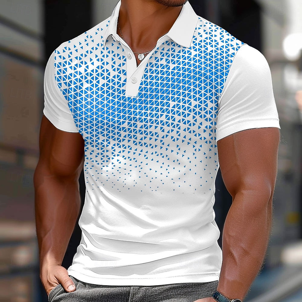 Per uomo Geometrico Polo Manica Corta Magliette polo Camicie con Colletto Casual Scuola All'aperto Abbigliamento quotidiano Abbigliamento da casa Stampa 3D Estate Primavera Autunno Blu Arancione del 2026 a $29.99 –P1