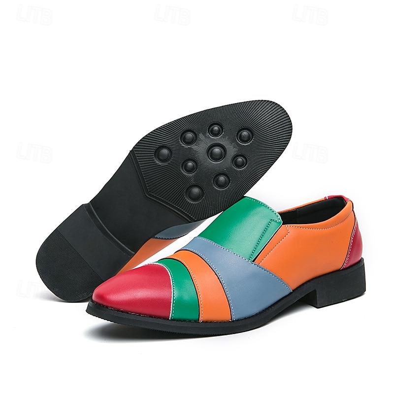 flerfärgade lapptäckta slip-on klänningskor för män – djärva vintageinspirerade loafers för fester, scenframträdanden och modeevenemang 2026 - $46.99 –P5