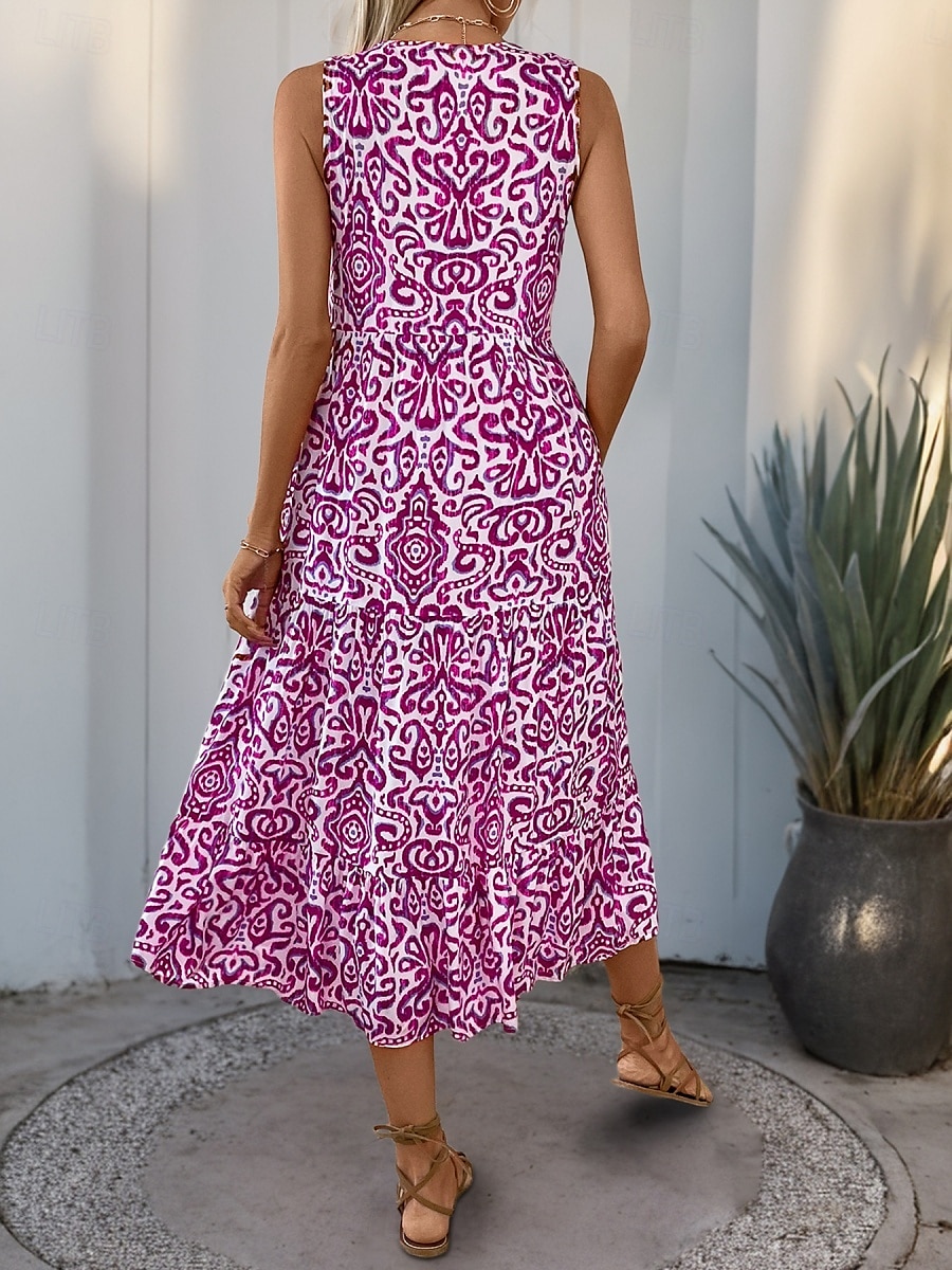 Női Maxiruha hétköznapi ruha Boho elegáns ruhák Ujjatlan ruha Boho ruha Csehország aranyos stílus Stílusos Vakáció Napi Tengerpart Laza öltözet Virágos Ujjatlan Vágott nyak Sárga Medence Fukszia 2025 - $29.99 –P13