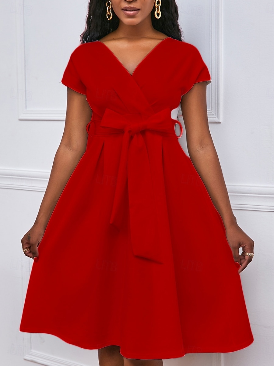 Kentucky Derby Dámské Midi šaty Áčkové šaty Letní šaty Fit A Flare šaty Semiformální šaty Kentucky Derby Svatební host Koktejlový večírek Běžný Grafika Krátký rukáv Do V Černá Bílá Žlutá Rubínov 2025 - $39.99 –P14