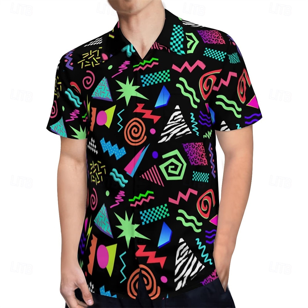 Retro Vintage 1980s Shirt Aloha Shirt Hippie Psychedelic Men's Vacation Party Pride Parade Adults' Shirt 2025 - GBP £14 –P1
