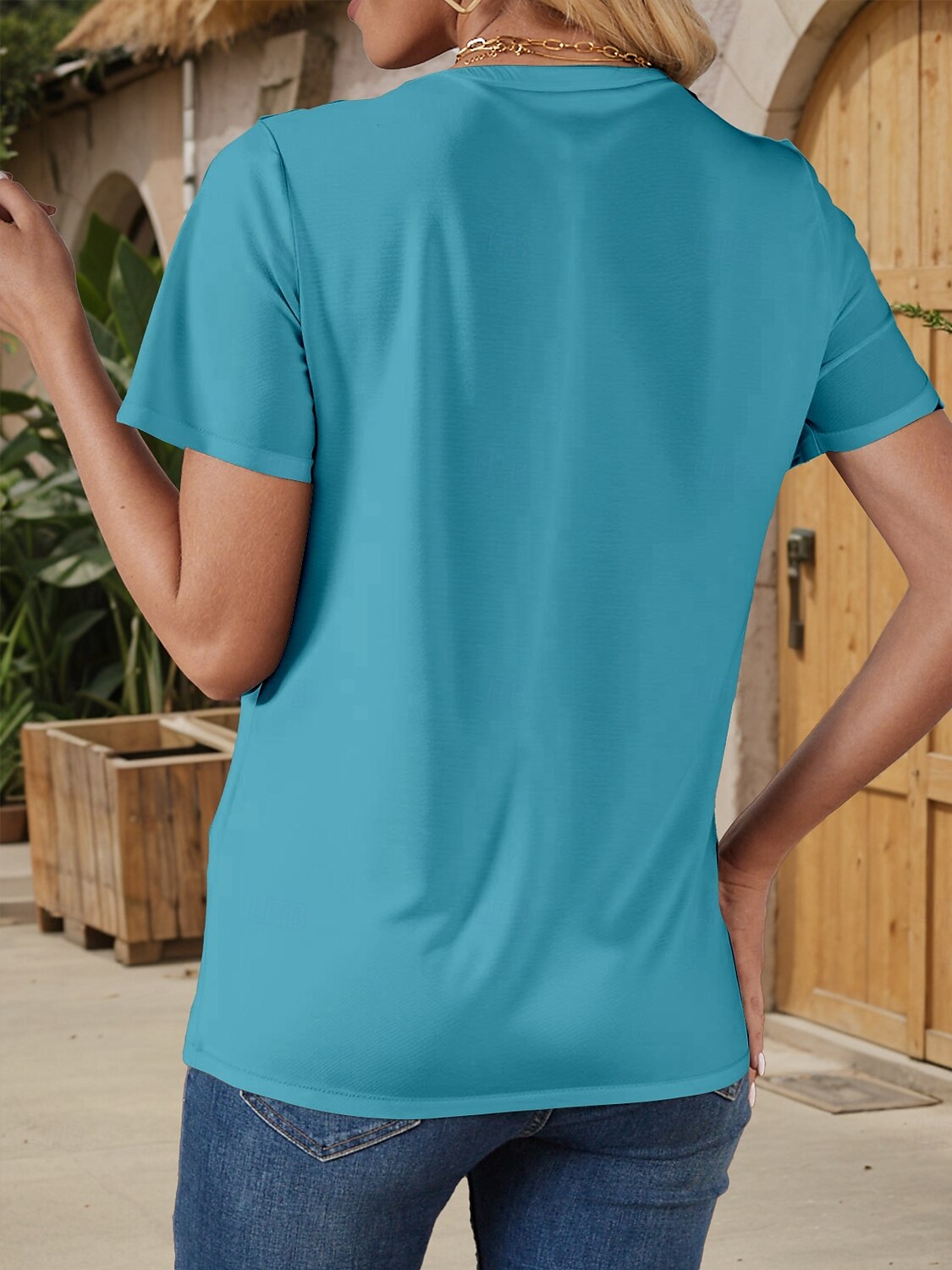 Pâques Femme T shirt Graphic Animal mode Décontractées Manche Courte Col V Hauts réguliers du quotidien Imprimer Bleu Eté Printemps de 2025 ? $19.99 –P2