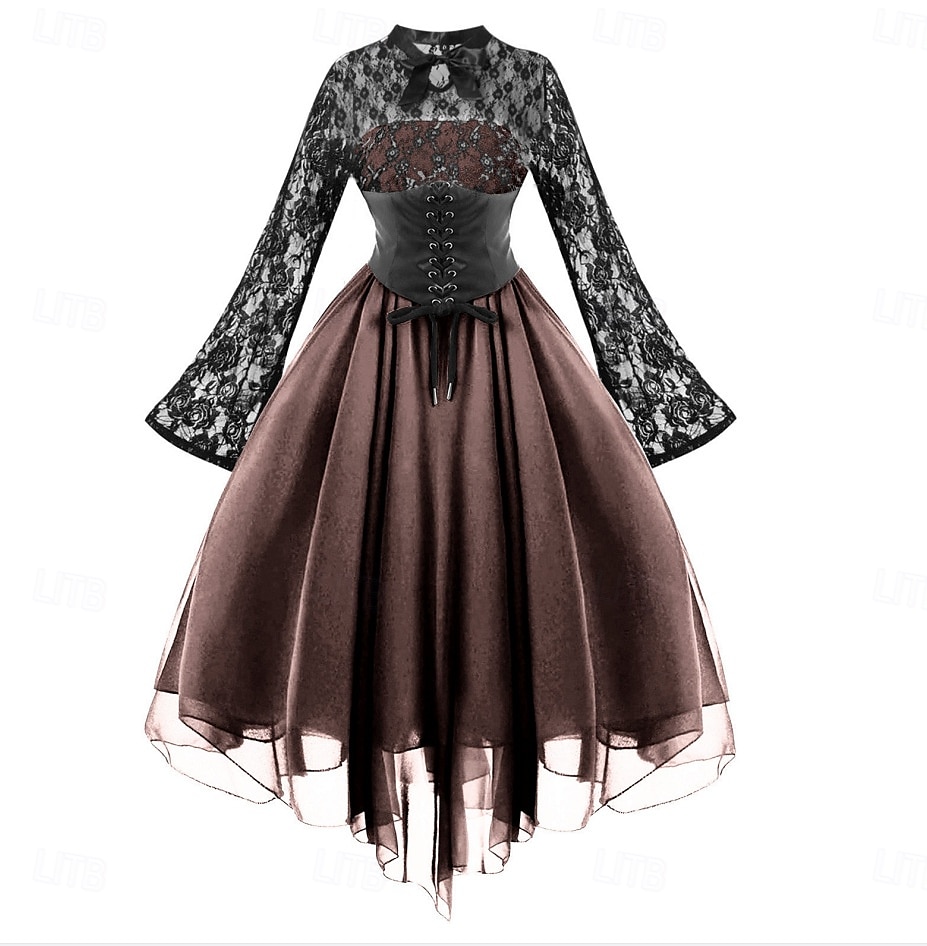 Retro Punk a gotika Šaty Maškarní Čerodějnice Krajka Maškarní kostým Dámské Fantazie Steampunk Valpuržina noc předvečer Všech svatých Karneval Plesová maškaráda předvečer Všech svatých Večírek Dospělé 2025 - $44.99 –P4